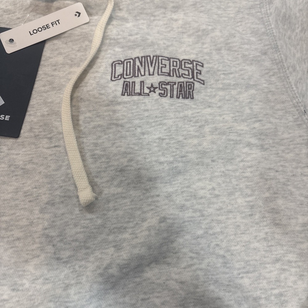 Converse Vintage Inspired Logo Fleece Mens Small Loose Fit Gray Hoodie NWT - Picture 15 of 16